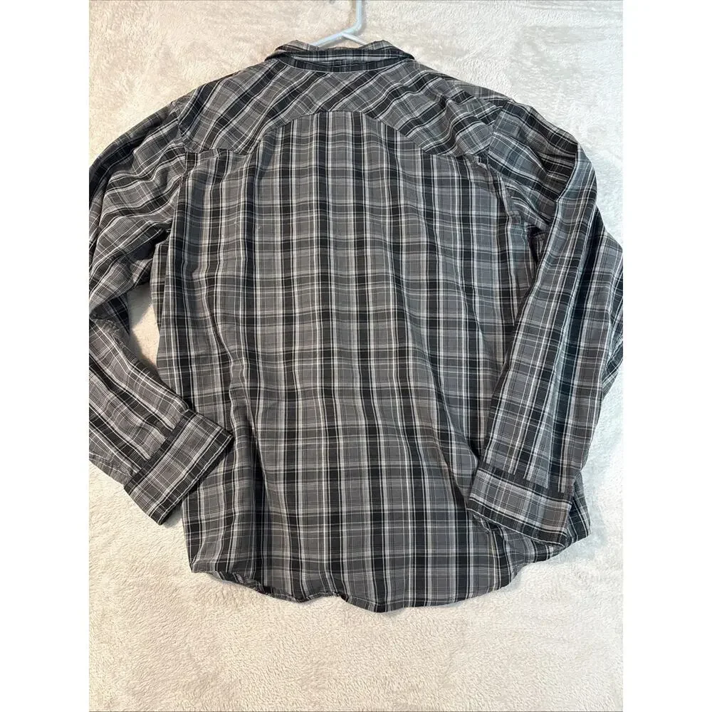 Levi’s Pearl Snap Western Cowboy Nashville Shirt Men’s XL grey Plaid Regular Fit